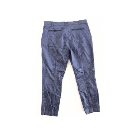 Anthropologie The Essential Slim Velvet Blue Cropped Pants SZ 4 - Picture 2 of 11